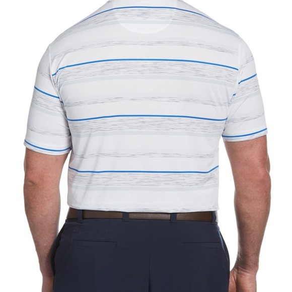 Callaway Men's Space Dye Stripe White and Blue Golf Polo Shirt Opti Dri - Picture 3 of 13